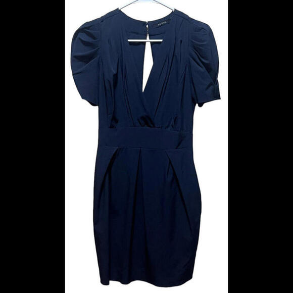 Ark & Co. Womens Pencil Dress Navy‎ V Neck Open Back  Sz S EuC - Picture 1 of 3